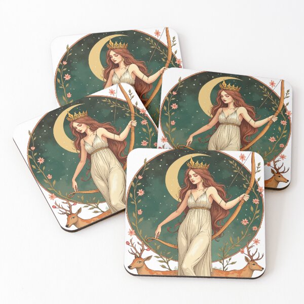 Item preview, Modern Artemis in Art Nouveau Style – Detailed Illustration of the Goddess of the Hunt and the Moon designed and sold by  Ojo de Lilith.