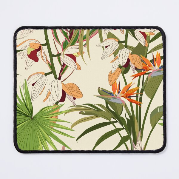 Item preview, Seamless Floral Tropical Print with Exotic Orchid and Strelitzia Flowers, Nature Ornament. designed and sold by MatyKotiv.