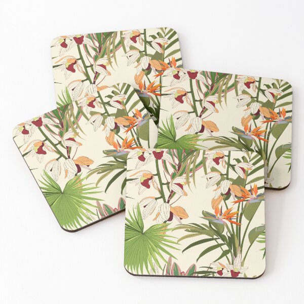 Item preview, Seamless Floral Tropical Print with Exotic Orchid and Strelitzia Flowers, Nature Ornament. designed and sold by MatyKotiv.