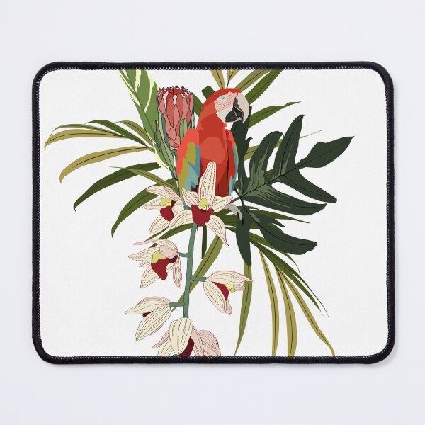Item preview, Tropical composition with orchid, protea flowers, leaves and parrot bird. designed and sold by MatyKotiv.