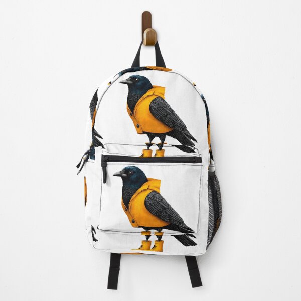 Item preview, A crow wearing rain boots and a yellow poncho designed and sold by wonderisland.