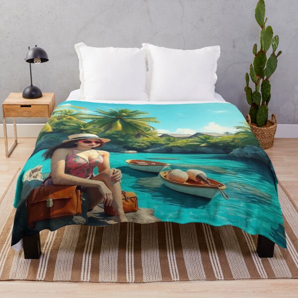 Item preview, Tropical Serenity – Paradise lagoon with boats full of coconuts, a dream destination for nature lovers designed and sold by FotoworldEdel.