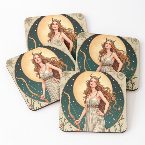 Item preview, Modern Artemis in Art Nouveau Style – Detailed Illustration of the Goddess of the Hunt and the Moon designed and sold by  Ojo de Lilith.