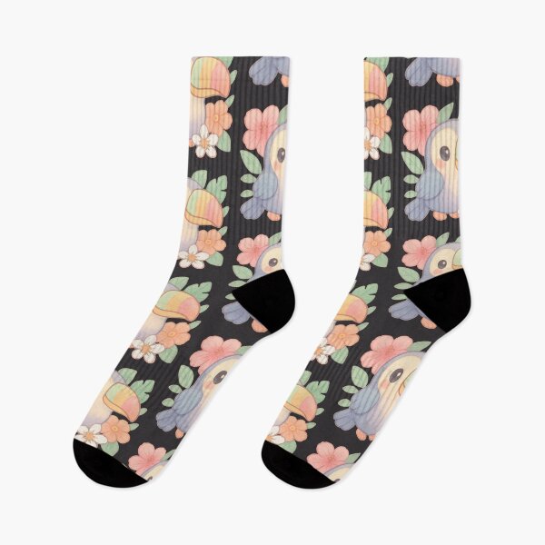 Item preview, Copy of Whimsical cute happy tuocan with tropical flowers black background designed and sold by Like a Kid Designs.
