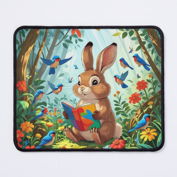 Item preview, Dad Bunny sitting reading a book under a tree designed and sold by Nature's Palette.