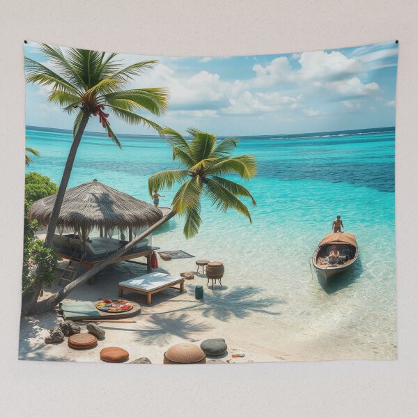 Item preview, Secret Tropical Hideaway – Hidden paradise with calm waters, palm trees and sun-drenched nature designed and sold by FotoworldEdel.