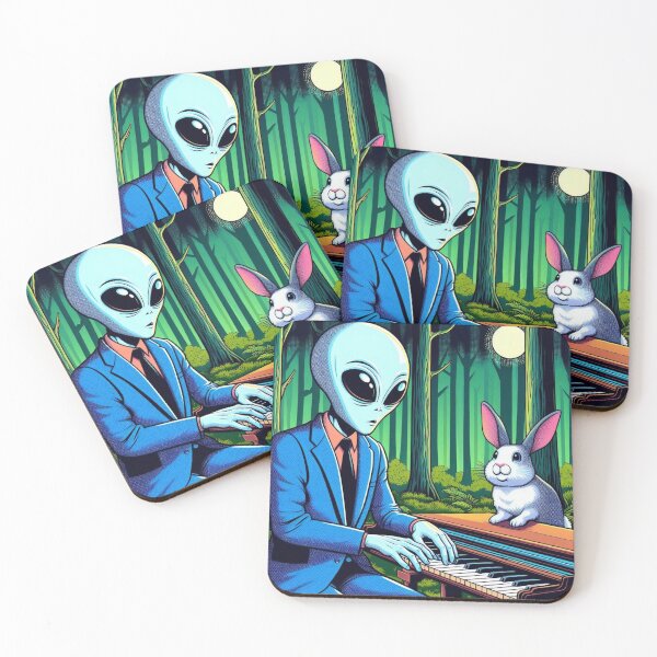 Item preview, pianist alien and rabbit designed and sold by Dogandesighn.