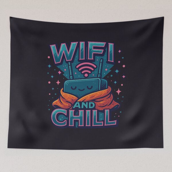 Item preview, WiFi and Chill – Cute Funny Internet Router Pun designed and sold by GirlyPopped.