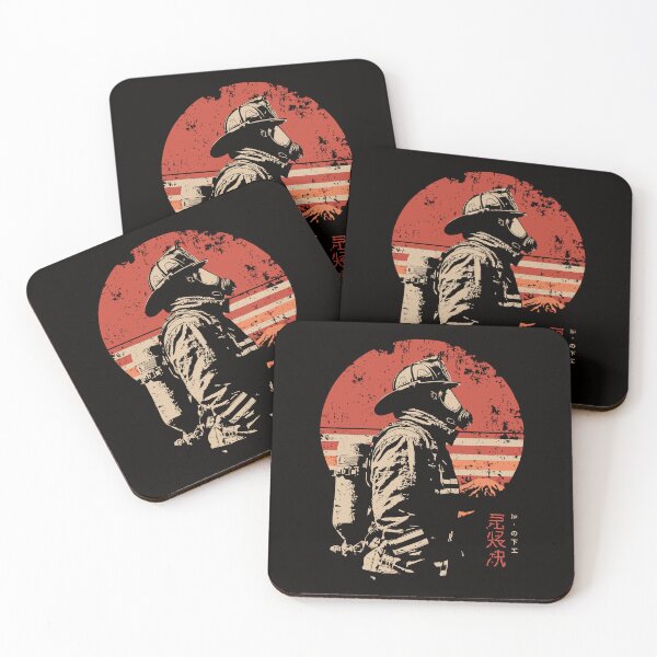Item preview, Firefighter – Hero in Mask with Sunset Smoke Background designed and sold by TuncGK.
