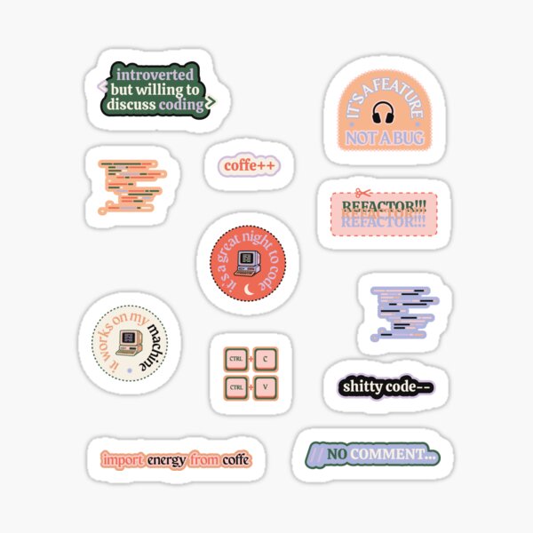 Item preview, Pack d'autocollants amusants pour programmeurs – Humour de codage, autocollants pour ordinateur portable de développeur, cadeau geek designed and sold by Graphicarium Shop.