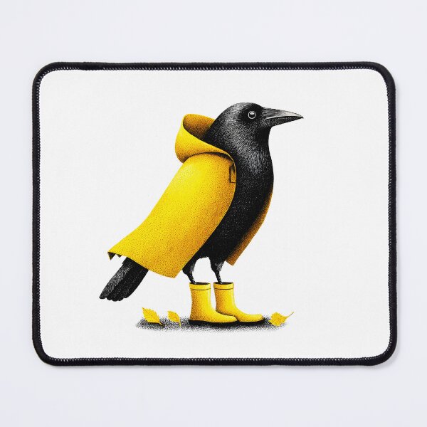 Item preview, crow wearing rain boots and a yellow poncho designed and sold by wonderisland.