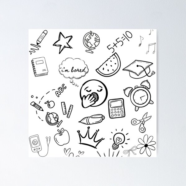 Item preview, Eclectic Doodle Art Pattern — Emoji, Fruit, Music, and Study Icons designed and sold by JustMerry.