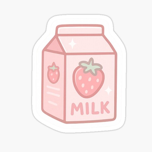 Item preview, Kawaii strawberry milk sticker designed and sold by Peachiepatch.