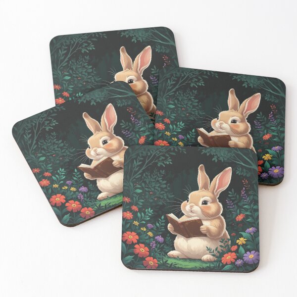 Item preview, Dad Bunny sitting reading a book  designed and sold by Nature's Palette.