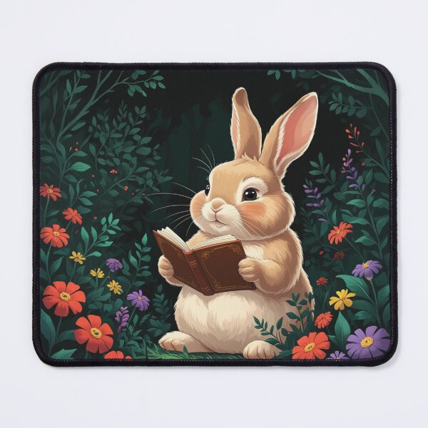 Item preview, Dad Bunny sitting reading a book  designed and sold by Nature's Palette.