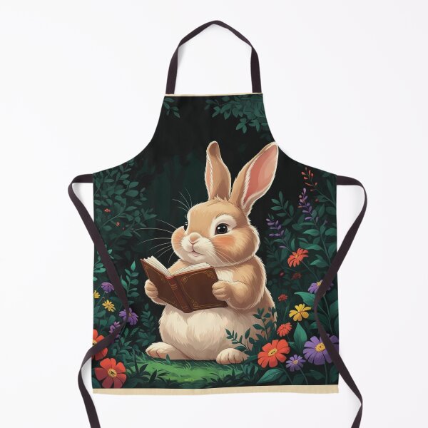 Item preview, Dad Bunny sitting reading a book  designed and sold by Nature's Palette.