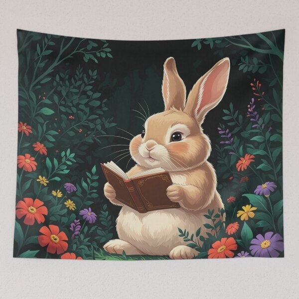 Item preview, Dad Bunny sitting reading a book  designed and sold by Nature's Palette.