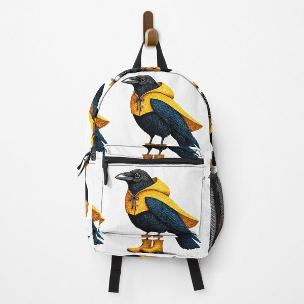 Item preview, crow wearing rain boots and a yellow poncho designed and sold by wonderisland.