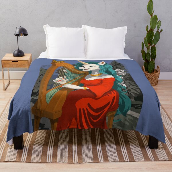 Item preview, Harp playing Unicorn with Butterfly designed and sold by KlakkDrawsStuff.