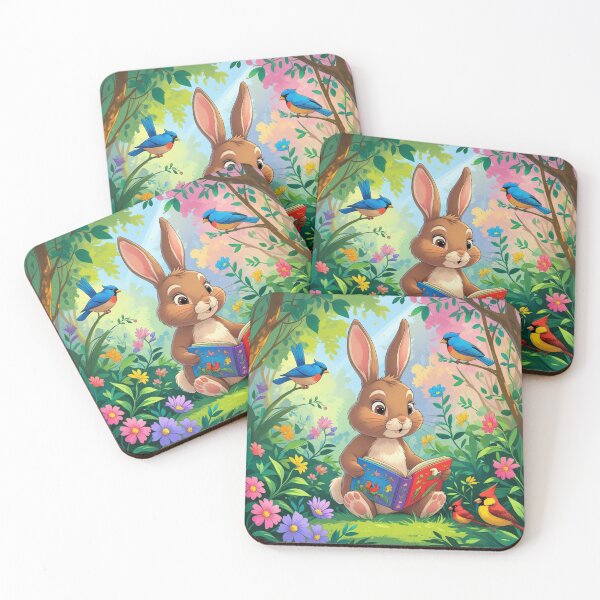 Item preview,  Cute Little Brown Bunny sitting reading a book  designed and sold by Nature's Palette.