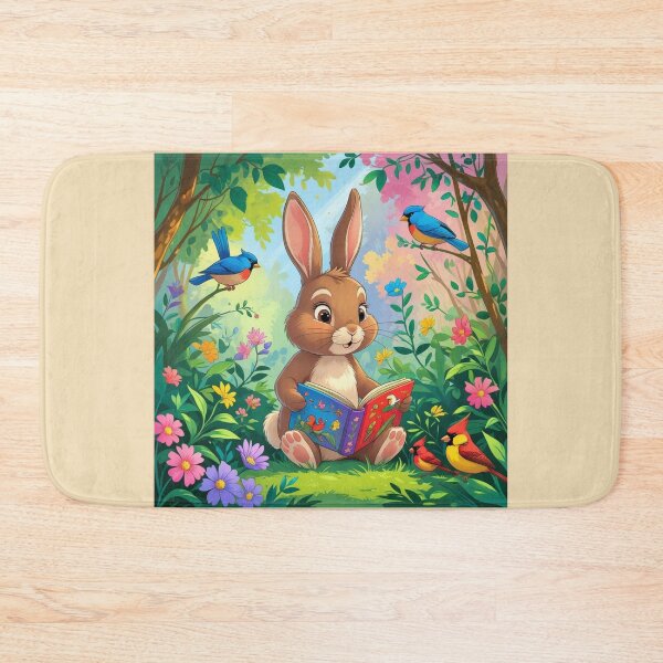 Item preview,  Cute Little Brown Bunny sitting reading a book  designed and sold by Nature's Palette.