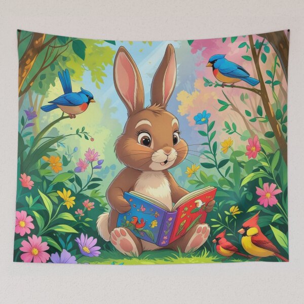 Item preview,  Cute Little Brown Bunny sitting reading a book  designed and sold by Nature's Palette.