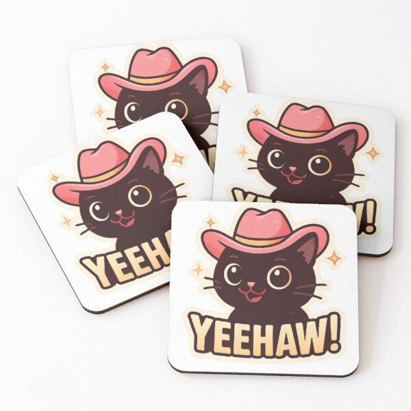 Item preview, Yeehaw Cat – Cute Black Cat in Pink Cowboy Hat Western Sticker designed and sold by DeclansArts.