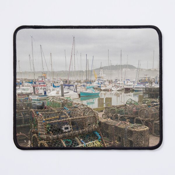 Item preview, Lobster Pots and Boats – Misty Harbour Scene, Scarborough designed and sold by bailey-cooper.