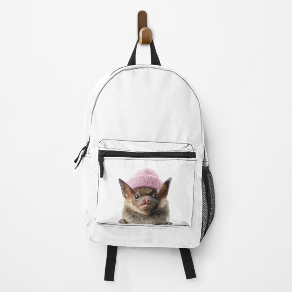 Item preview, Cozy Bat Wearing Pink Winter Hat Trendy Animal Fashion Artwork designed and sold by LazyOwlStore.
