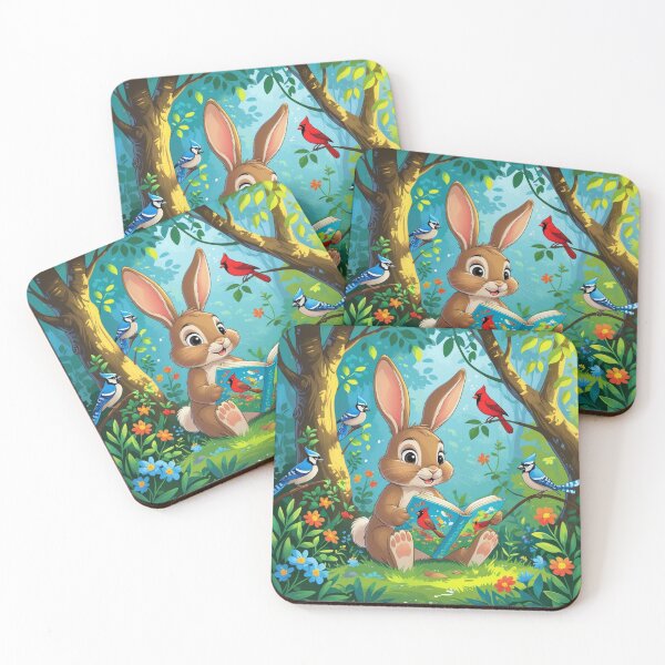 Item preview, Cute Little Brown Bunny sitting reading a book  designed and sold by Nature's Palette.