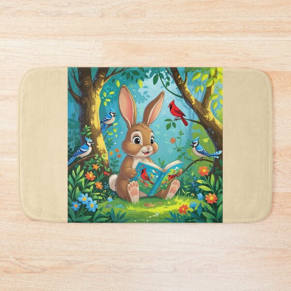 Item preview, Cute Little Brown Bunny sitting reading a book  designed and sold by Nature's Palette.