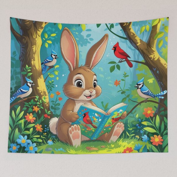 Item preview, Cute Little Brown Bunny sitting reading a book  designed and sold by Nature's Palette.