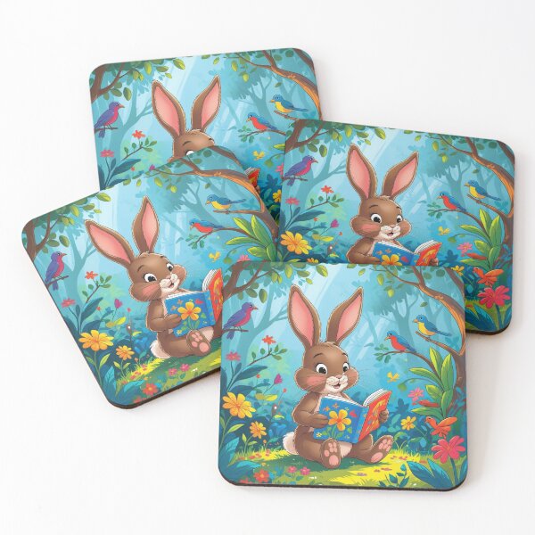 Item preview, Cute Little Brown Bunny sitting reading a book  designed and sold by Nature's Palette.