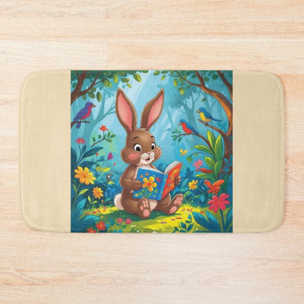 Item preview, Cute Little Brown Bunny sitting reading a book  designed and sold by Nature's Palette.