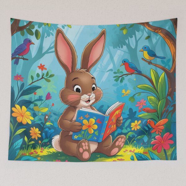 Item preview, Cute Little Brown Bunny sitting reading a book  designed and sold by Nature's Palette.