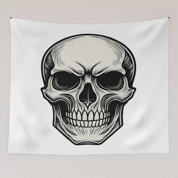 Item preview,  Skull Tattoo – Black Ink Linework designed and sold by KindVibeStudio.