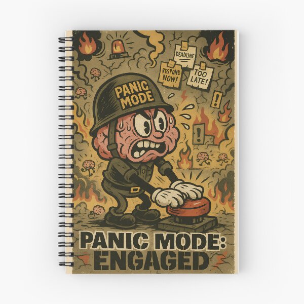 Item preview, Panic Mode: Engaged – Overwhelmed Brain Cartoon designed and sold by Think2Much.