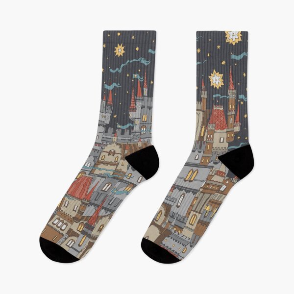 Item preview, Whimsical Castle Under Starry Sky - Fantasy Art Print designed and sold by FinlayMcNevin.