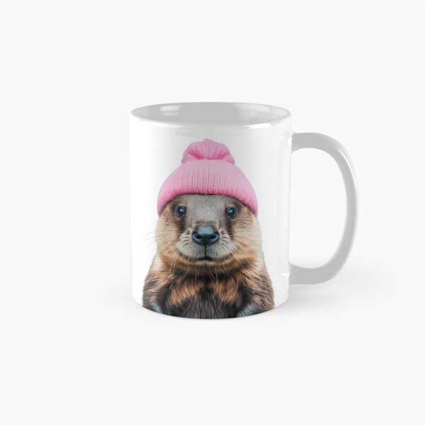 Item preview, Cozy Beaver Wearing Pink Winter Hat Trendy Animal Fashion Artwork designed and sold by LazyOwlStore.