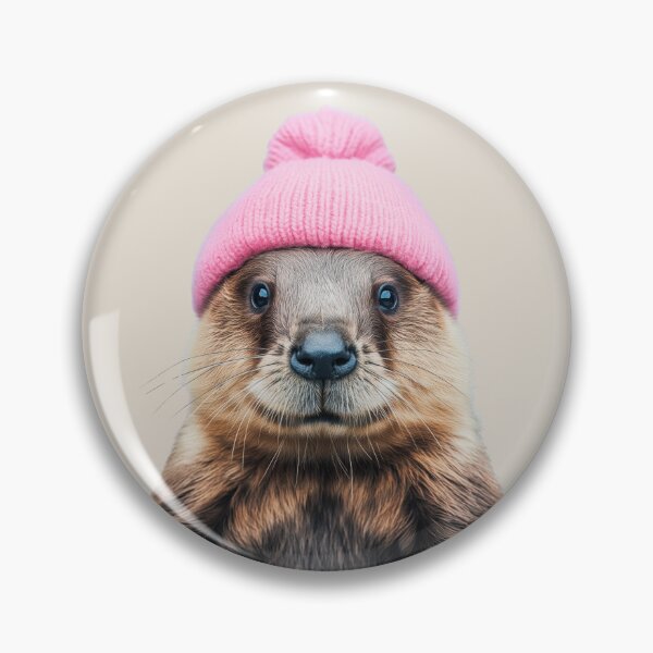 Item preview, Cozy Beaver Wearing Pink Winter Hat Trendy Animal Fashion Artwork designed and sold by LazyOwlStore.