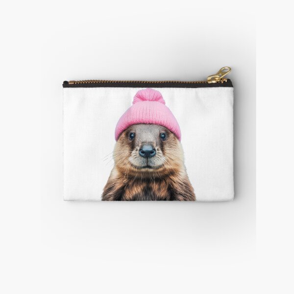 Item preview, Cozy Beaver Wearing Pink Winter Hat Trendy Animal Fashion Artwork designed and sold by LazyOwlStore.