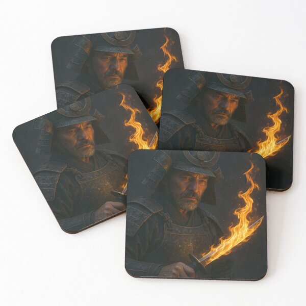 Item preview, Unyielding Warrior with Flaming Japanese Sword designed and sold by EvokeInspire.