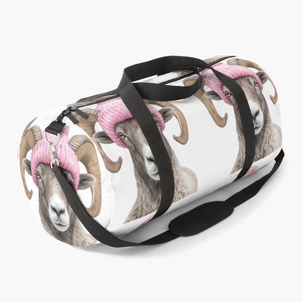 Artikelvorschau, Gemütliches Dickhornschaf mit rosa Wintermütze und trendigem Tiermode-Kunstwerk entworfen und verkauft von LazyOwlStore.