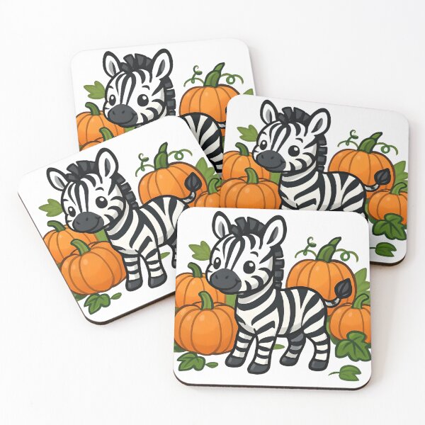 Item preview, Cute Baby Zebra in Pumpkin Patch – Kawaii Autumn Animal Design designed and sold by Fiona-Lynn Designs.