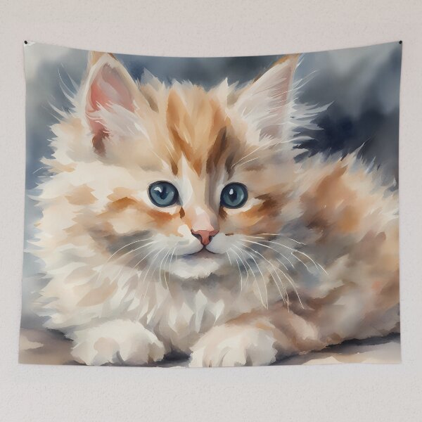 Item preview, Fluffy Beige Kitten Portrait designed and sold by CalmnessbyChoice.