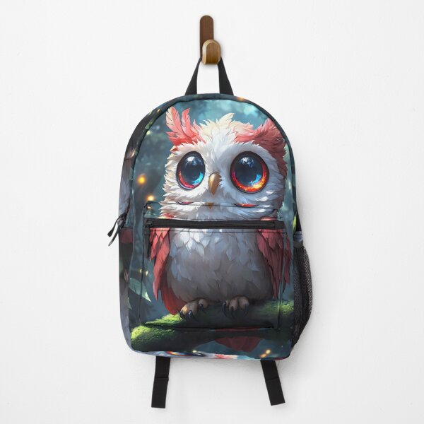 Item preview, Animal Cute Pond Big-Eyed Owl With Scarlet Feathers In Enchanted Twilight Forest designed and sold by Gitanescal.