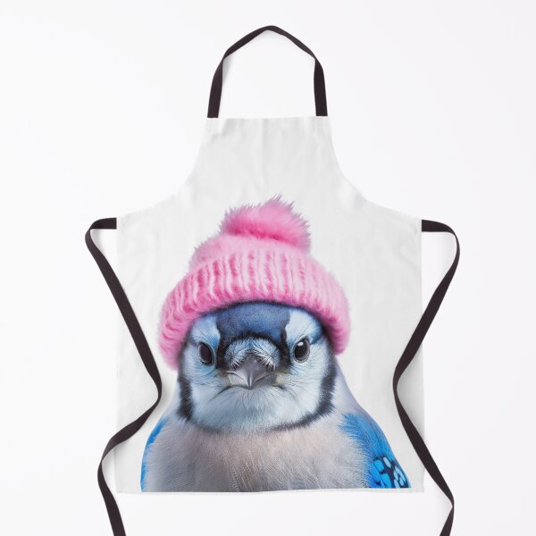 Item preview, Cozy Blue Jay Wearing Pink Winter Hat Trendy Animal Fashion Artwork designed and sold by LazyOwlStore.