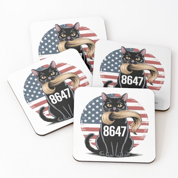 Item preview, 8647 Funny Black Cat with Blonde Hair - American Flag Political designed and sold by G350.