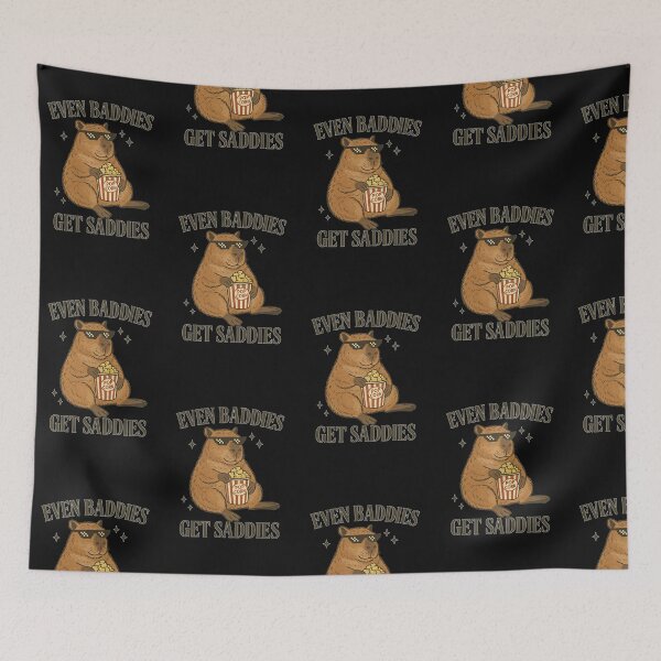 Item preview, Funny Capybara Popcorn Meme - Even Baddies Get Saddies - Cute Animal Humor Design designed and sold by HAFIZ-DP.