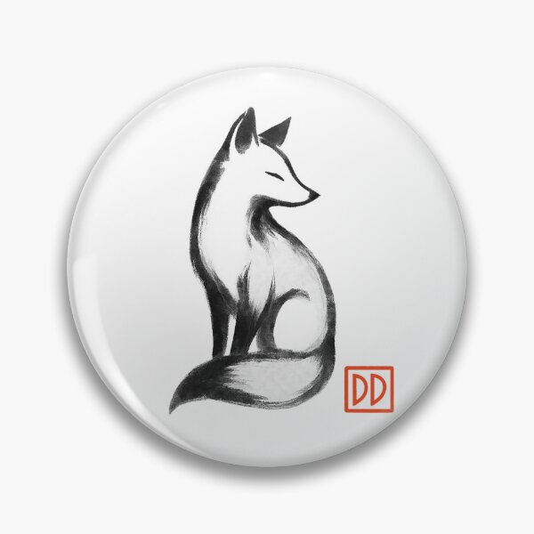 Item preview, Fox at Dusk – A Minimal Japanese Ink Illustration designed and sold by 夜明け-夕暮れ.